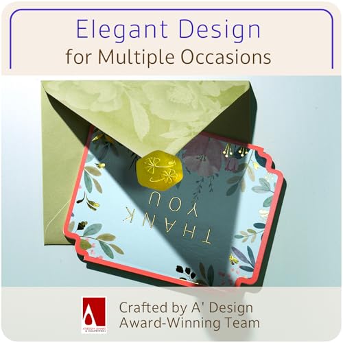 ukee's Floral Thank You Cards, Die-Cut Gold Foil, 100 Cards with Envelopes