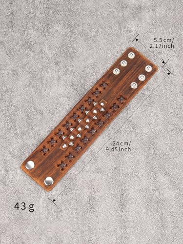 GelConnie Punk Leather Cuff Bracelet Adjustable Straps Wrap Bracelets Arm Armor Cuff Gothic Leather Wristbands for Men, Women - color: MLPB103-Brown