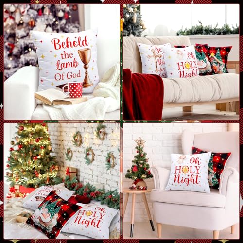 FuWeave 6 Set Christmas Pillow Covers 18x18 Inch Nativity Scene Pillow Case - style: Nativity Scene