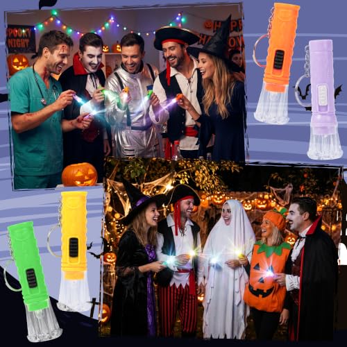 24 Set Halloween Gifts Bulk Mini Flashlights with Card Party Favors - color: Halloween-24 Set