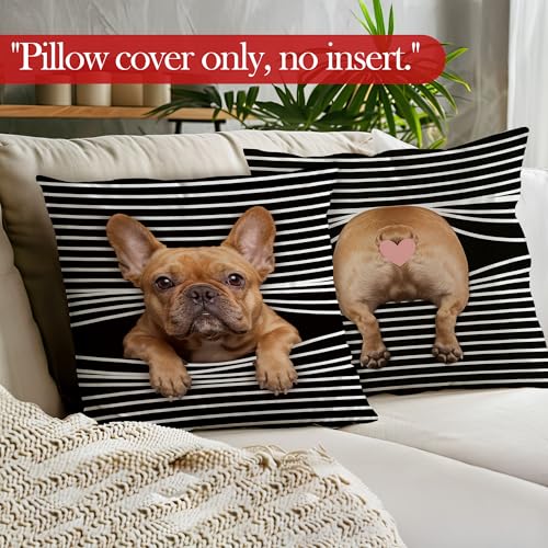 Funny French Bulldog Throw Pillow Covers, French Bulldog Gifts for Women, Frenchie Mom Gifts Decorative Pillowcases Cushion Cases for Home Bedroom Room Decor, 18x18 Pillow Covers Set of 2 - color: Animal_4