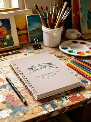 Christian Bird Notebook Gifts, Prayer Bible Journal for Women Men, Let Everything That Has Breath Praise The Lord Church Notes Hardcover Notebook Journal for Work Study 5.5x8.3 in - color: Prayer Bible