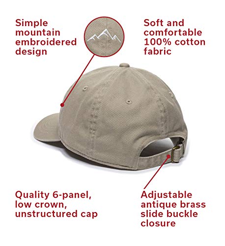 Outdoor Cap Mountain Embroidered Dad Hat Adjustable Soft Cotton Polo Style Unstructured Baseball Cap for Men & Women - color: Khaki