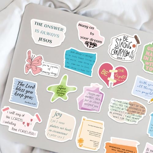 50PCS Jesus Quote Notes Stickers,Bible Journaling Stickers,Waterproof Vinyl Faith Stickers for Water Bottles Laptop Journal - color: Quote Notes Stickers