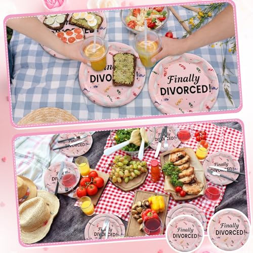 Funnymoom 48 Pcs Finally Divorce Paper Plates Set, 9" 7" Disposable Plates - style: Finally Divorced