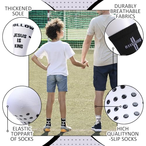 4 Pairs Cross Grip Soccer Socks, Us Size 6-12 - color: Black, White, style: Bible Verse
