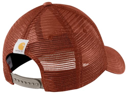 Carhartt Men's Canvas Mesh-Back Logo Graphic Cap - color: Homestead Red/Gray Dunes