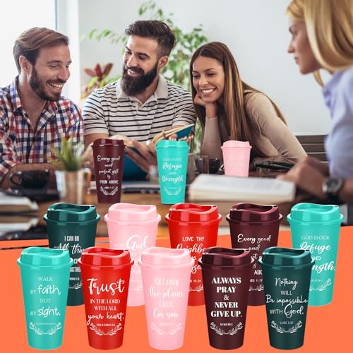 Skylety 20 Pack Christian Gifts Bulk 16oz Bible Verse Tumbler with Lids - color: Bright Color