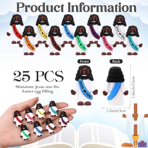 Bememo 25 Pcs Mini Black Jesus Figurines Religious Party Favors Bulk
