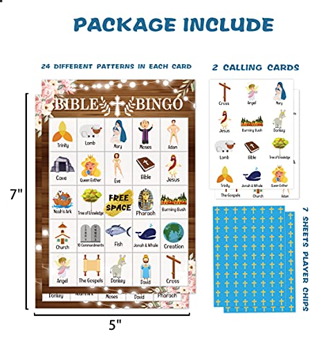 Bible Bingo Card Games, Christian Sunday Church Game Party Supplies, Favors, Decorations, Gifts – 24 Players Bingo Game Bible003 - style: Wood
