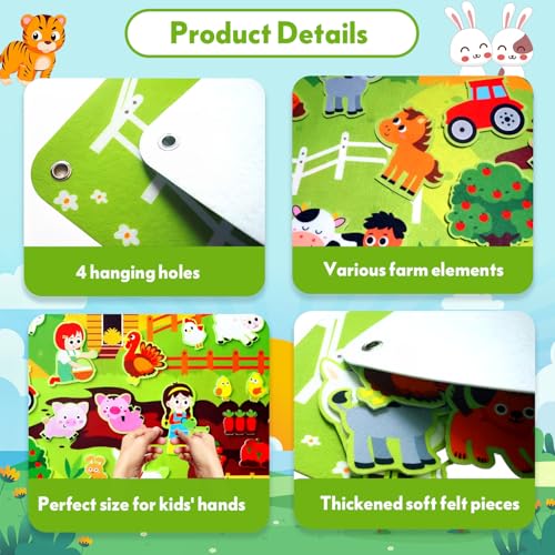 Felt Busy Board for Kids 3-5, Farm Animals Story Set for Children Play