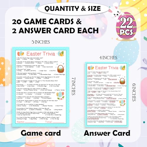 Funny Easter Trivia Game, 20 Eggs And Birds Theme Game Card With 2 Answer Cards, Funny Easter Games For Church Activities, School Sunday School Supplies-B03 - color: Light Blue