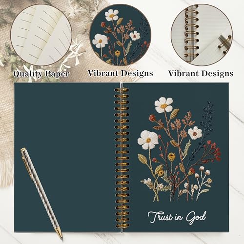 Trust in God - Christian Notebook Journal - Christian Gifts for Women, Vintage Floral Inspirational Bible Journal Notebooks for Note Taking, Bible Study, Prayer & Church Notes, A5 Spiral Notebook (Christian -Blue) - color: Christian -Blue