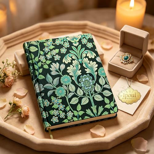 ipoul Flower Journal, Pretty Notebook for Women, Hardcover, Lay Flat, A5, 6x8, Lined Paper, Ruled Page, Birthday Gifts for Mom, Grandma, Wife, Writing Notebook, Church Notes Journal, Green - color: Blossom Green