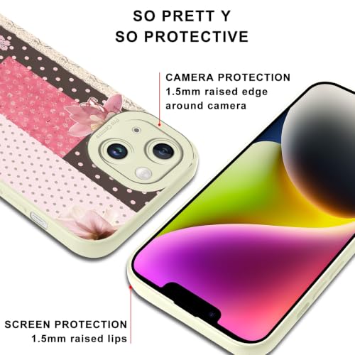 Polka Dot Checkered Collage Phone Case for iPhone 14 Case Floral Plaid Pattern Shockproof Soft Protective for Women Men Phone Cover Funda for iPhone 14 6.1 Inch White - color: White, size: for iPhone 14