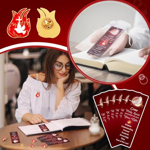 Supervitae 12 Set Holy Spirit Pin with Bookmark Christian Christmas Gift - style: Come Holy Spirit