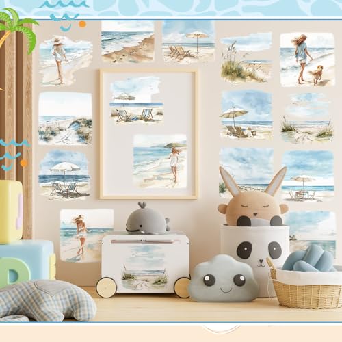 Harloon 15 Sheets Watercolor Summer Beach Rub on Transfers Crafts Beach - style: Summer Beach
