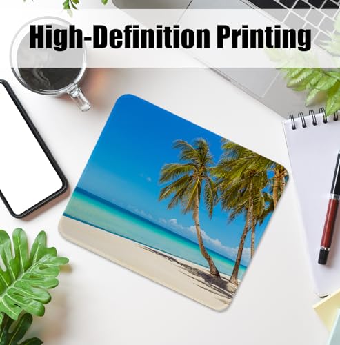 Summer Beach Tropical Palm Tree Mouse Pad for Desk, Coastal Blue Ocean Palm Tree Mousepads with Anti-Slip Rubber Base for Computer Laptop Home Office Desk Accessories, 9.5x7.9 Inch - color: Square mouse pad-Summer Beach