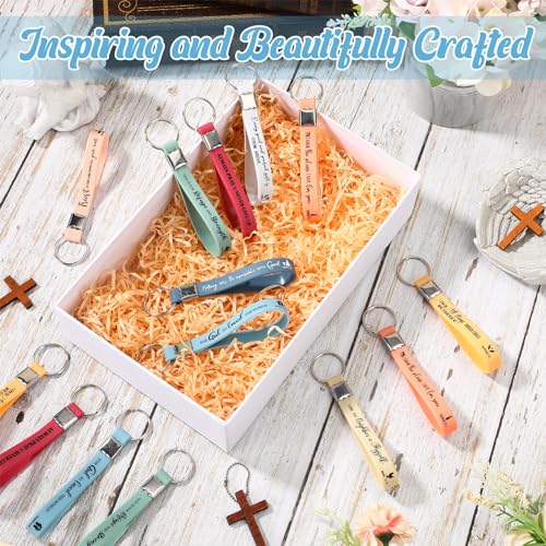 Ferreve 30 Pcs Christian Keychains, Christian Gifts for Church - color: Colorful