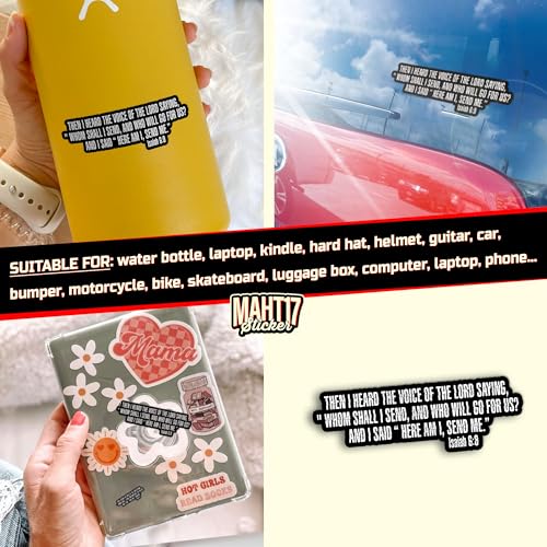 (3Pcs) Isaiah 6 8 The Lord Saying Whom Shall I Send Sticker Bible Christian Religious 3" Die-Cut Waterproof Vinyl Sticker for Laptop Water Bottle Phone Kindle Decal Stuff Gifts for Her Him 3 Inches - size: 3x3"