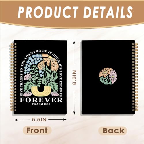 Christian Boho Floral Notebook, Religious Scripture Journal Gifts - color: The Black Bible