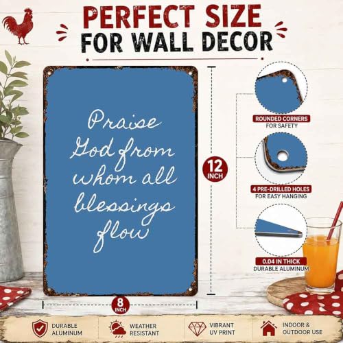 Christian Blessing Quote Farmhouse Aluminum Metal Sign 8 x 12 Inch