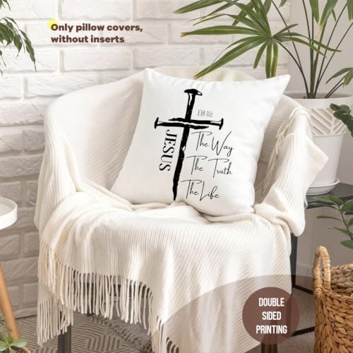 Affirmations Christian Throw Pillow Covers Bible Verse Pillow Covers 18x18 - color: Jesuscross