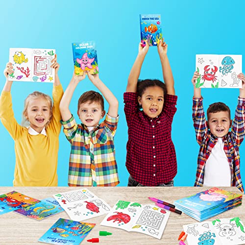 BenLouis 24 Pcs Under the Sea Mini Coloring Books for Kids Party Favors - style: Ocean