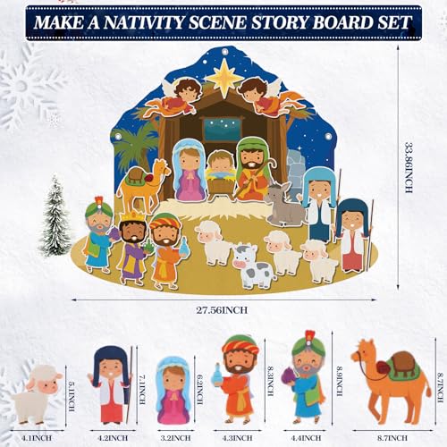 Remerry Christmas Nativity Felt Story Board Set for Toddler Nativity Baby Jesus Birth Felt Story Scene Set Christmas Craft Decoration for Religious Party Favor Game for Kid(Stable,31.5x27.5 Inch) - size: 31.5x27.5 Inch, style: Stable
