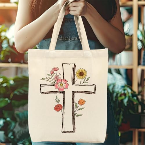Faith Canvas Tote Bag, Christian Gifts for Women Mama Sister Inspirational Bible Verse Birthday Christmas - color: Bible Verse 858