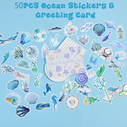 Gifts for Women, 10pcs Ocean Themed Happy Birthday Gifts for Women, Gift Basket Filled with Beach Lover Essentials Blue Ideas Inspirational w/ Seashell Tote Bag Thinking of You for Mom Sister Friend - color: Blue