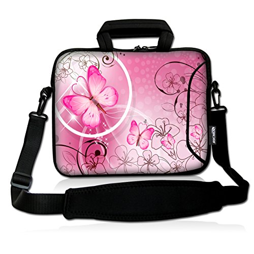 RICHEN 10 inch Messenger Bag Carrying Case Sleeve with Handle Accessory Pocket Fits 7 to 10-Inch Laptops/Notebook/Kids tablet (7-10.2 inch, Pink Butterfly) - color: Pink Butterfly, size: 7-10.2 inch