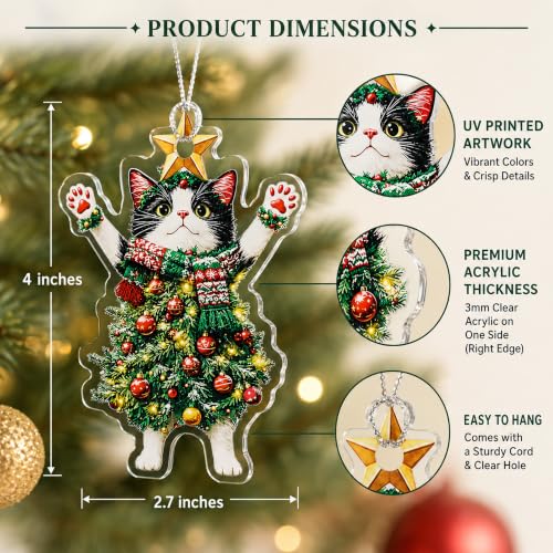 Christmas Ornaments 2026, Cat Ornaments for Christmas Tree - color: Set 2 Cat Christmas
