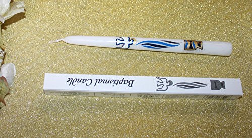 Baptism Candle with Imprinted Baptism Design - 10-inch Baptismal Candle in a Box
