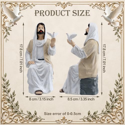 Sieral Jesus Christ Statue with Dove, 7 Inch Resin Jesus Figurine