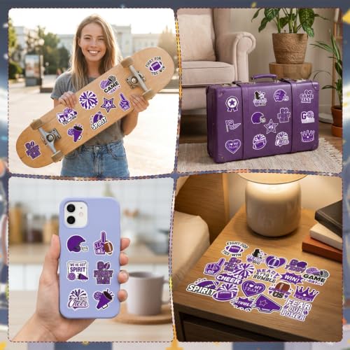 100 Pcs Purple Team Spirit Stickers Cheer Sports Stickers for Face - style: Purple Team Spirit