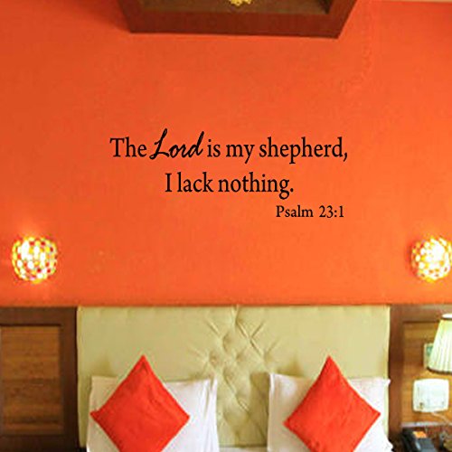 VWAQ- The Lord is My Shepherd, I Lack Nothing Psalm 23:1 Vinyl Wall Decal -18099 (12" H X 30" W) - size: 12"H X 30"W