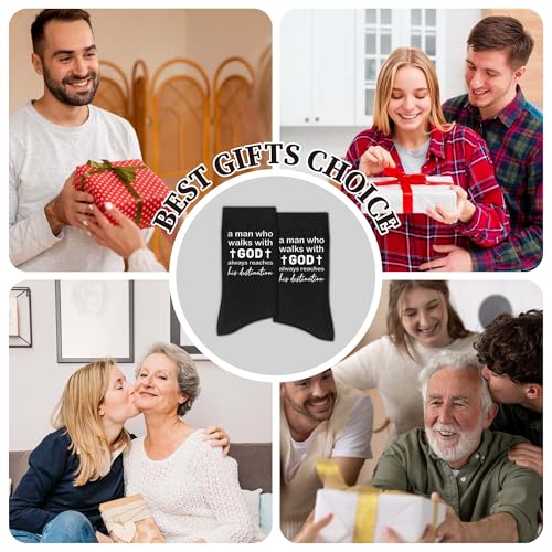 Christian Socks for Men Biblical Gifts for Dads Grandpa Husband - color: Black