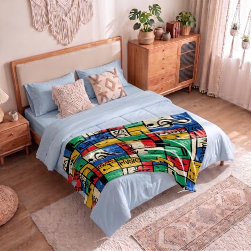 Retro Hip Hop Throw Blanket – 90s Urban Graffiti Gifts for Music Lovers - color: Tk044, size: 60"x50"