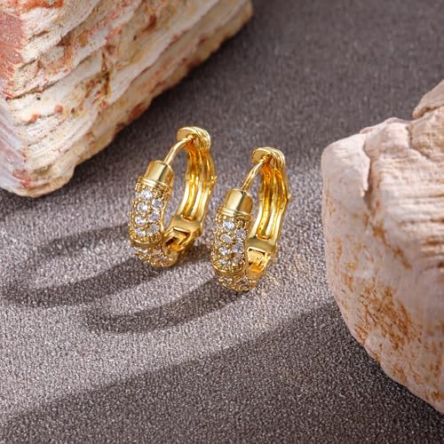 18K Gold Plated Hoop Earrings for Women, NICKEL-FREE & HYPOALLERGENIC, Timeless Jewelry Gift - color: gold-Circle