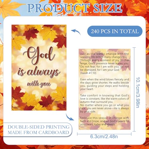 Fall Gospel Tract Card - 240 Pcs Thanksgiving Autumn Salvation Cards Maple leaves Holiday Pocket Holy Postcards Tracts Inspirational Christian Bible Bookmark for Women Men Harvest Party Gifts - color: Fall