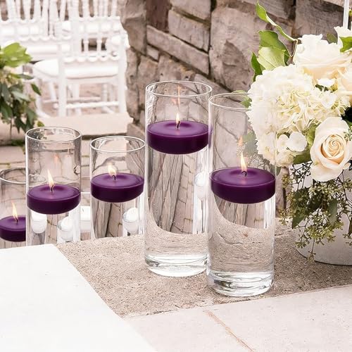 Purple Floating Candles 3 Inch 12 Pack - color: Purple, size: D:3 in