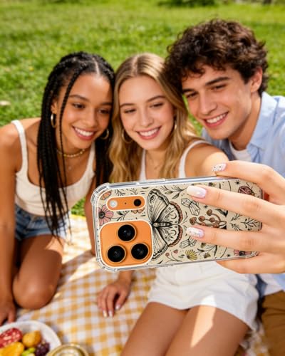Mystic Floral Moth Phone Case Compatible with iPhone 17 Pro Max, Hippie Trippy Bugs Phone Cover for iPhone 17 Pro Max, Trendy TPU Bumper Phone Cover Case - color: Mystic Floral Moth