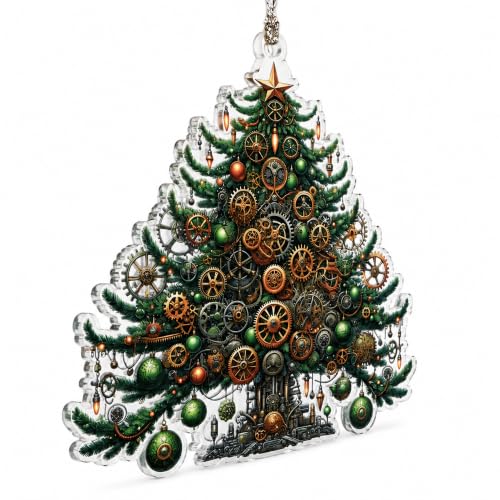 Steampunk Christmas Tree Ornament for Decorations, Vintage Christmas Tree Featuring Intricate Clockwork and Gear Design, Christmas Ornament 2026 Gift for Engineers, Mechanics and Steampunk Lovers - color: Steampunk Tree
