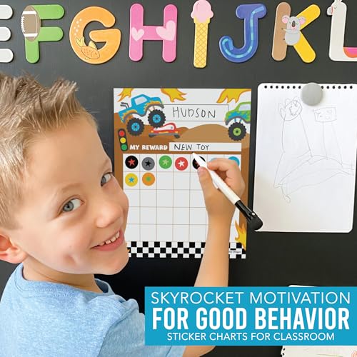Sticker Chart for Kids Behavior at Home and Back to School Reward Charts - color: Monster Truck