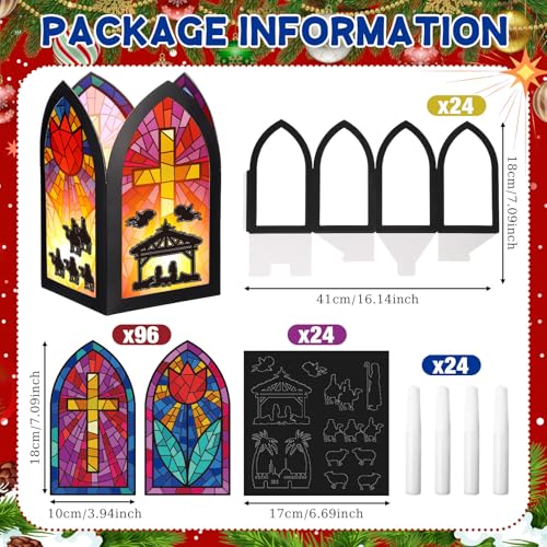 Colarr 24 Sets Christian Nativity Cross Paper Lantern Crafts Kit