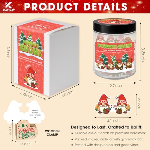 KATINAT Christmas in July Decorations, Positive Gnome Jar 60 Christmas Affirmation Cards, Cozy Holiday Gifts for Women Teens Coworkers, Stocking Stuffers, Early Christmas Gift Ideas - color: KAT- KQH - POSITIVE GNOME