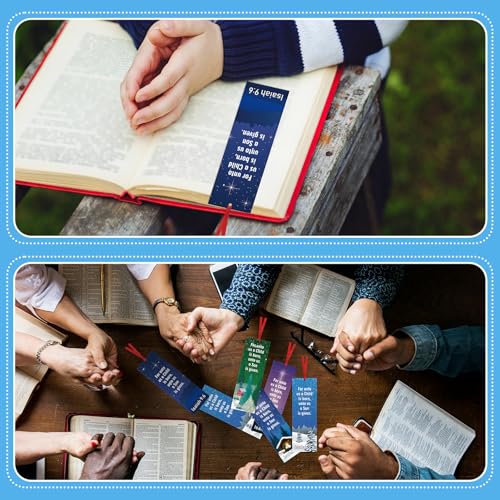 Dispowreath 60 Pcs Christmas Isaiah 9: 6 Religious Christian Bookmarks Church Bookmarks Gift for Teens Men Women Church Home Party Favors - style: Christmas Isaiah 9:6