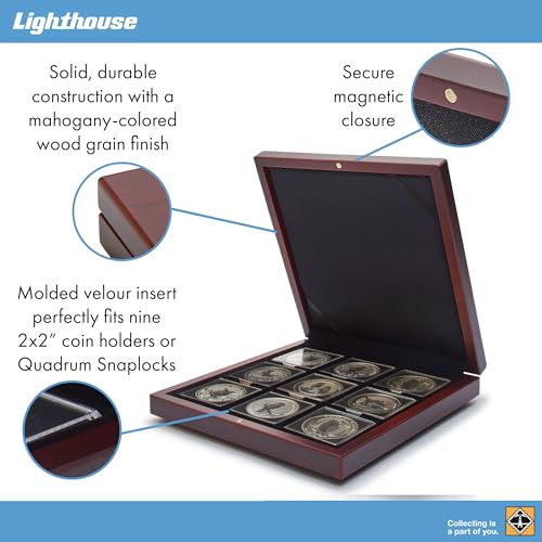 Leuchtturm 307311 MB Coin Box 42 x 42 mm - Square Compartments for Eagle, Kookaburra, Calgary 20$, Silver $ Small, US Silver $