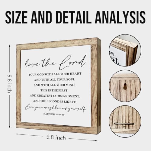 Scripture Sign - Matthew 22:37-39, Love Your Lord - Wooden Plaque, Farmhouse Table Decor, Christian Gift - color: Christian 05